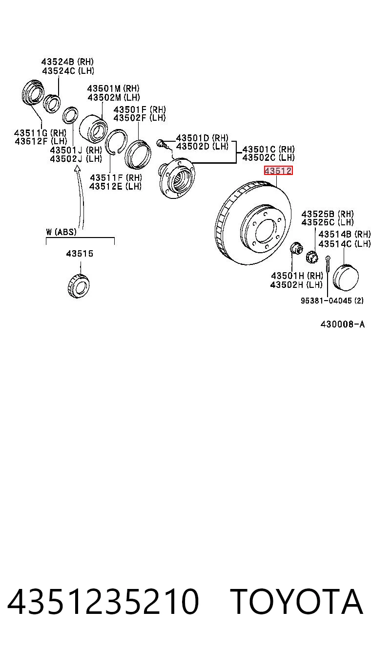 4351235210 Toyota Гальмо дискове переднє