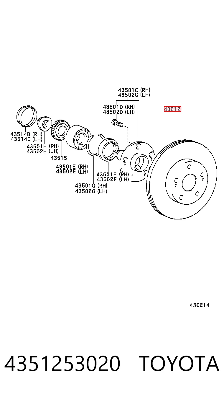 4351253020 Toyota Гальмо дискове переднє