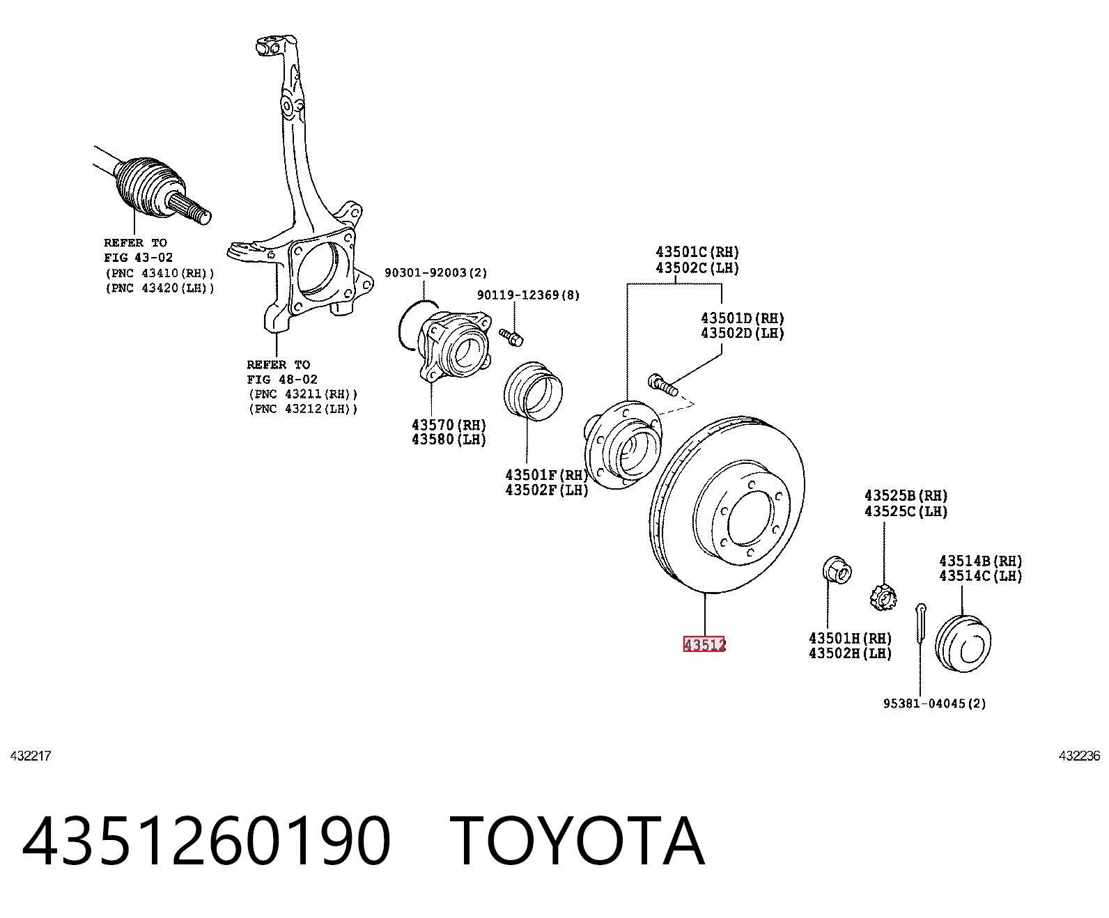 4351260190 Toyota Гальмо дискове переднє