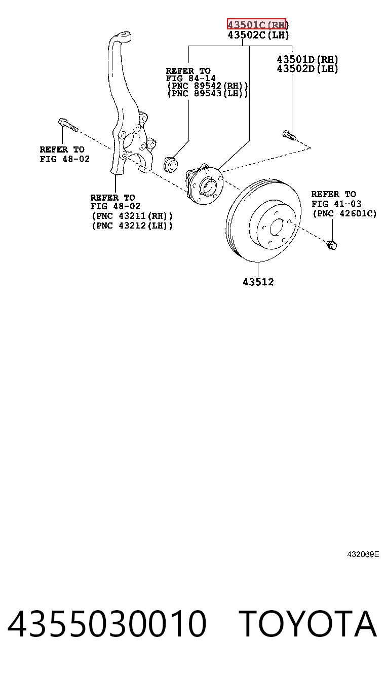 Маточина колеса передня Toyota 4355030010 ціна, від 54.04 USD