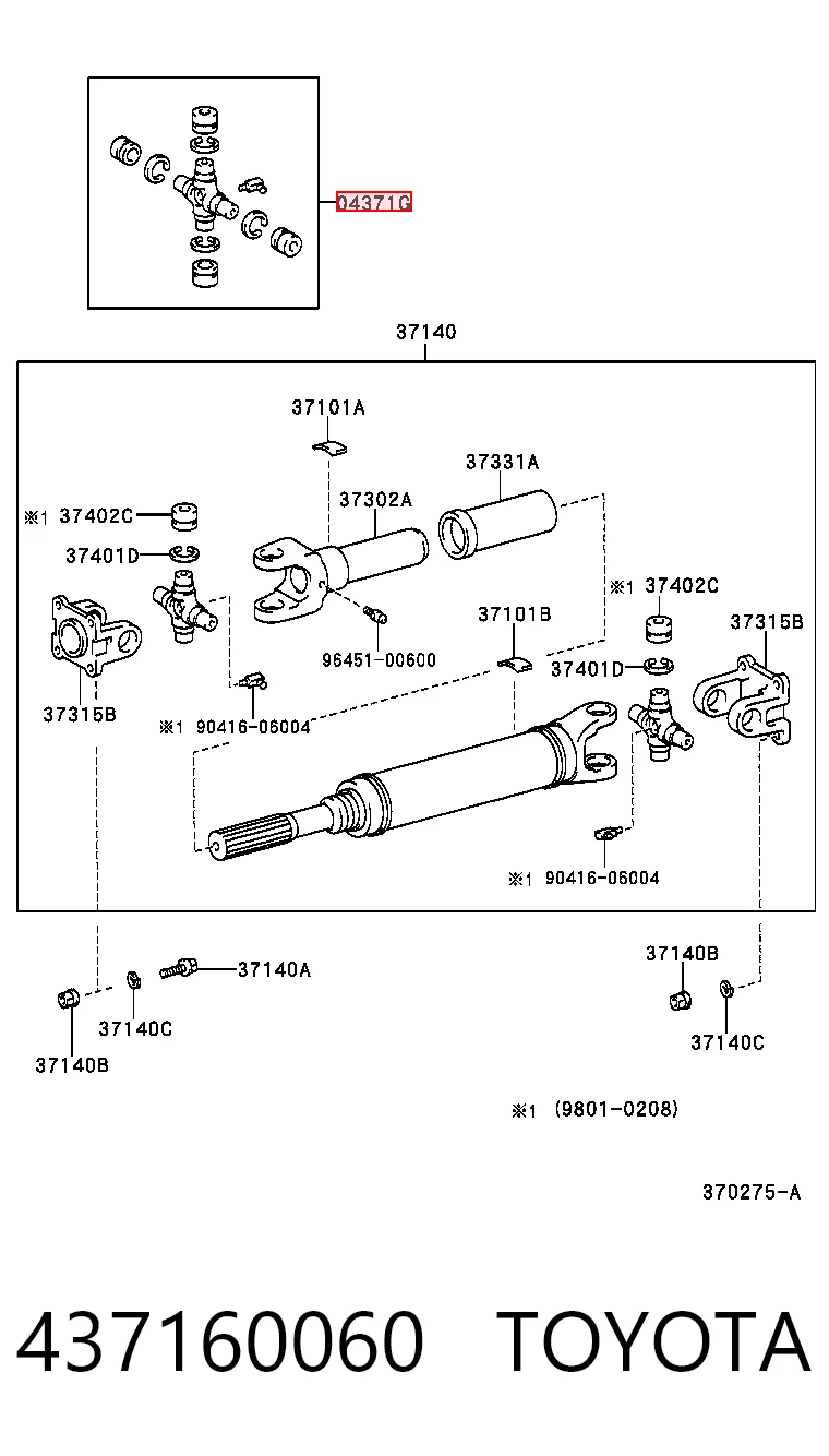 437160060 Toyota Хрестовина карданного валу