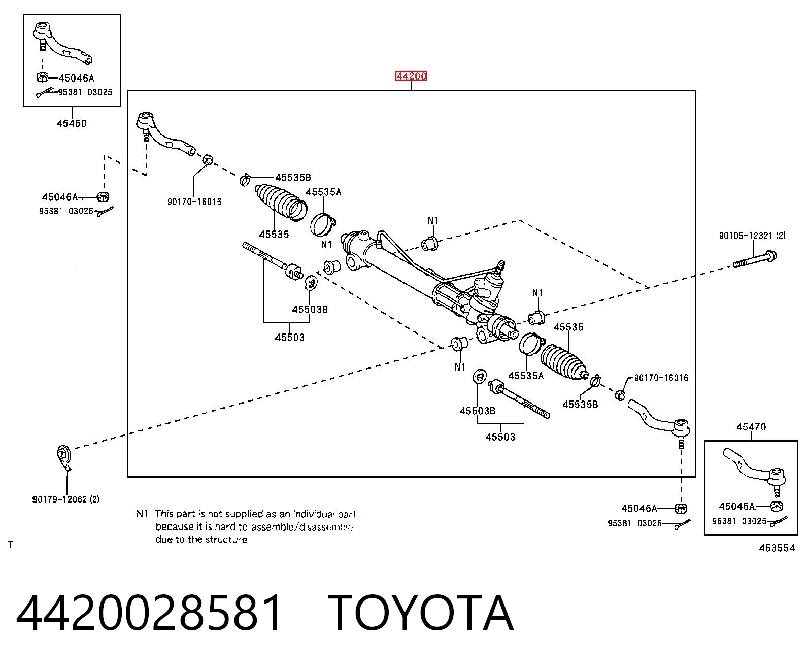 4420028581 Toyota Рейковий рульовий механізм