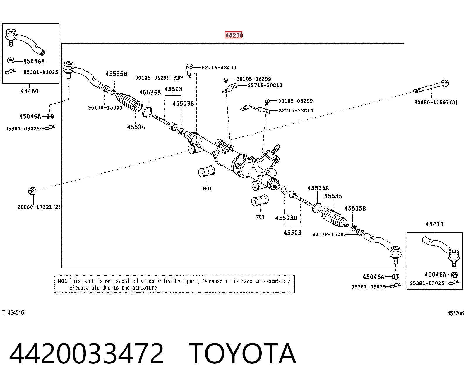4420033472 Toyota Рейковий рульовий механізм