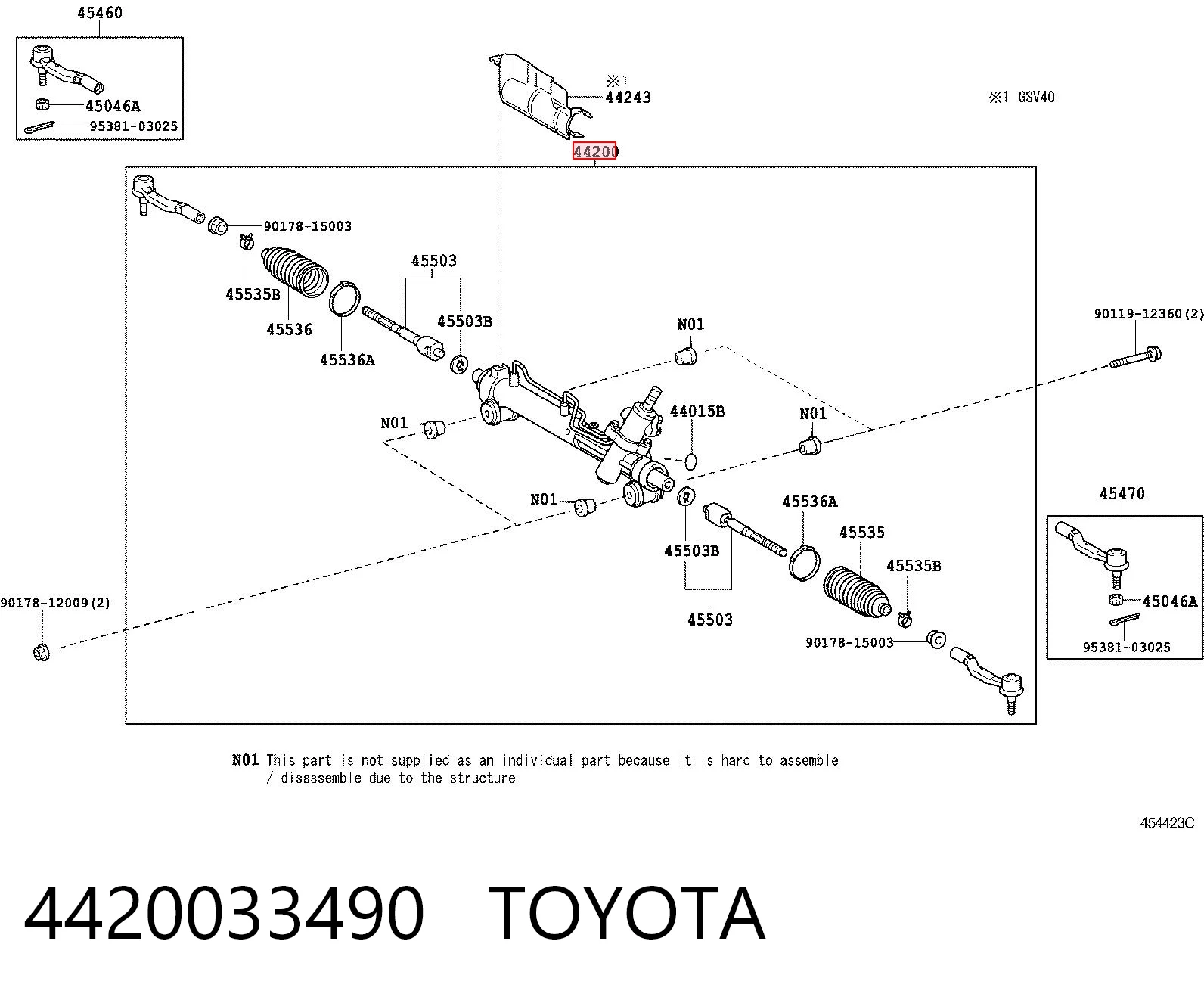 4420033490 Toyota Рейковий рульовий механізм