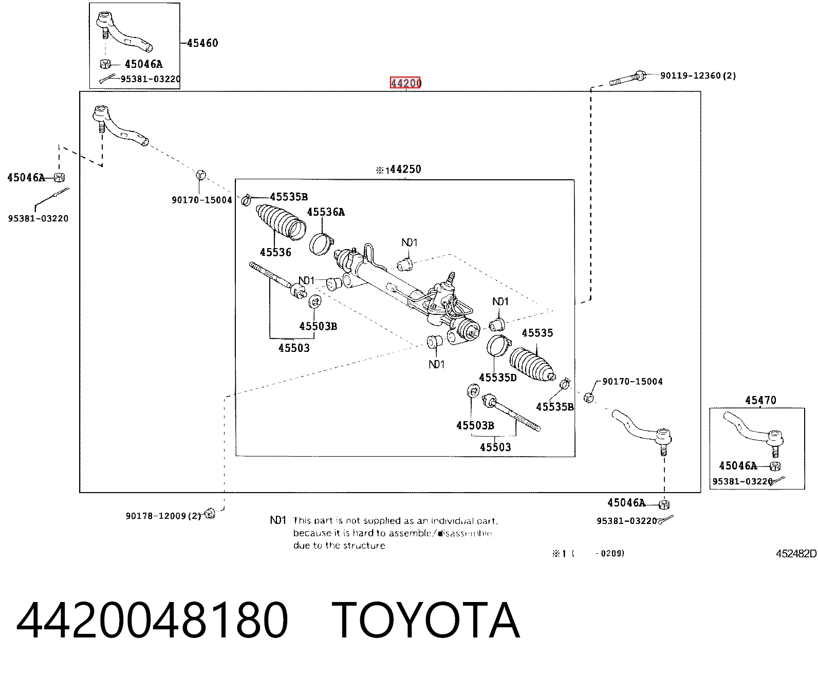 4420048180 Toyota Рейковий рульовий механізм