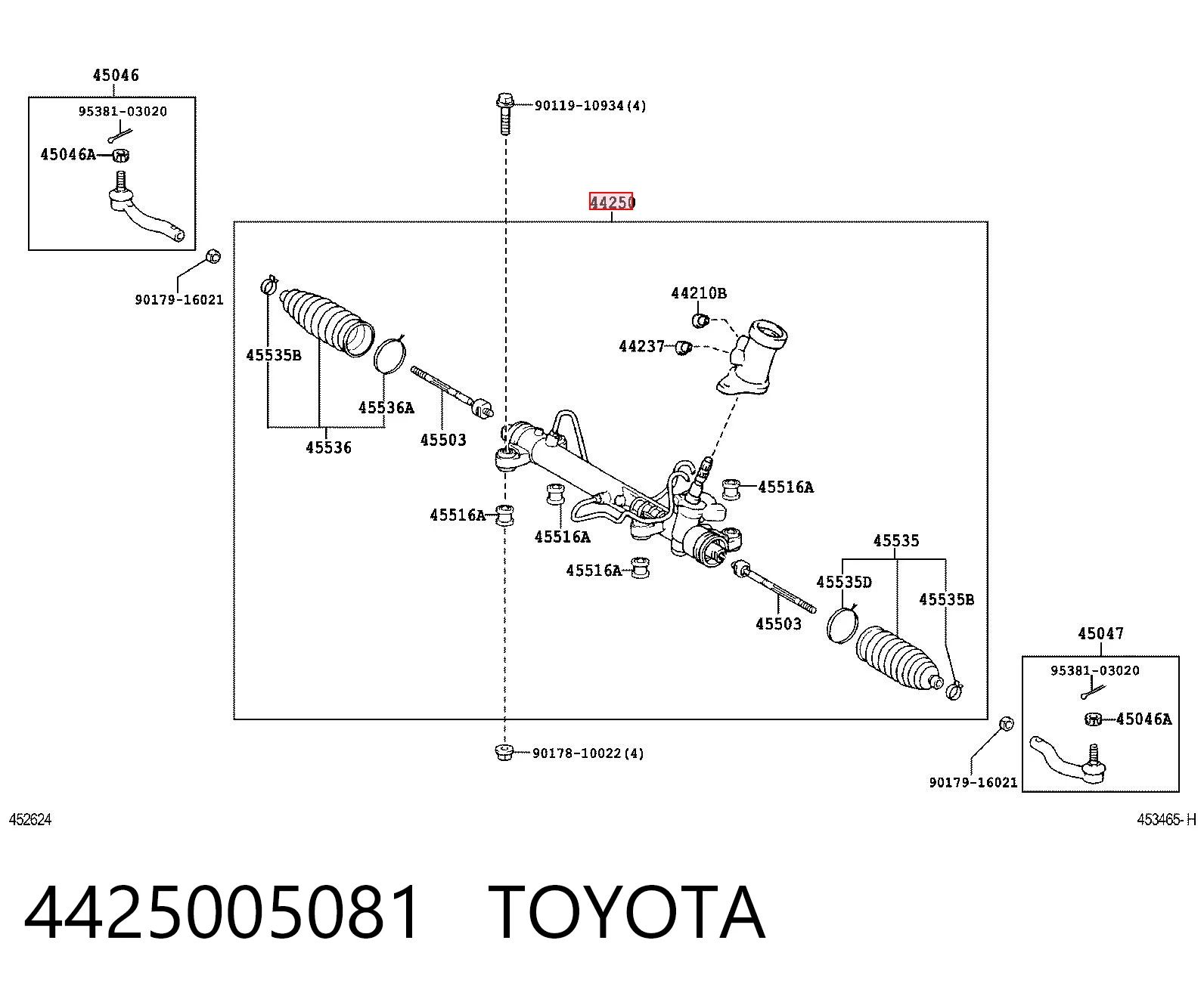 4425005081 Toyota Рейковий рульовий механізм
