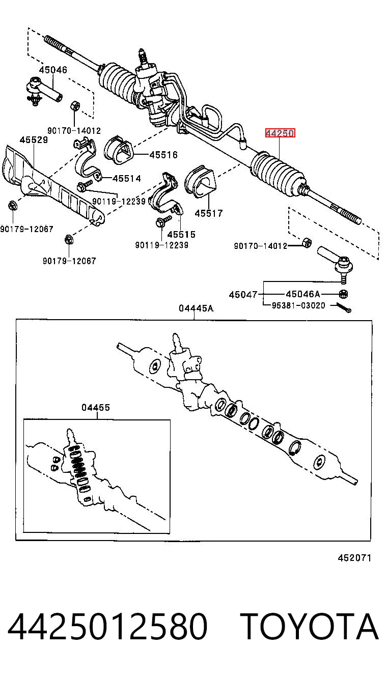 4425012580 Toyota Рейковий рульовий механізм