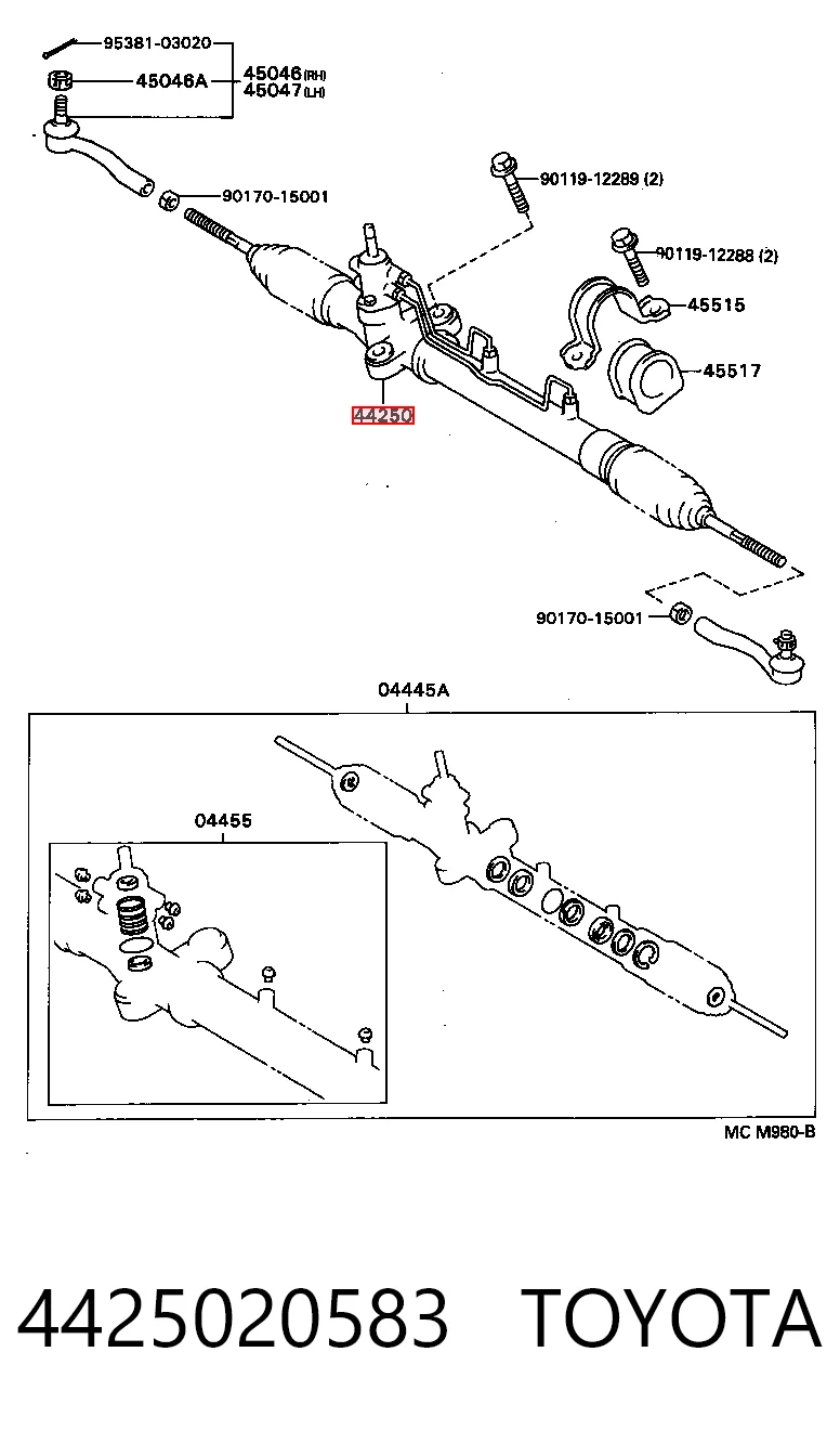 4425020583 Toyota Рейковий рульовий механізм