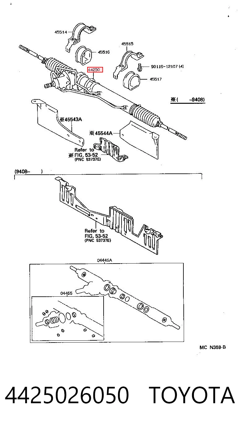 4425026050 Toyota Рейковий рульовий механізм