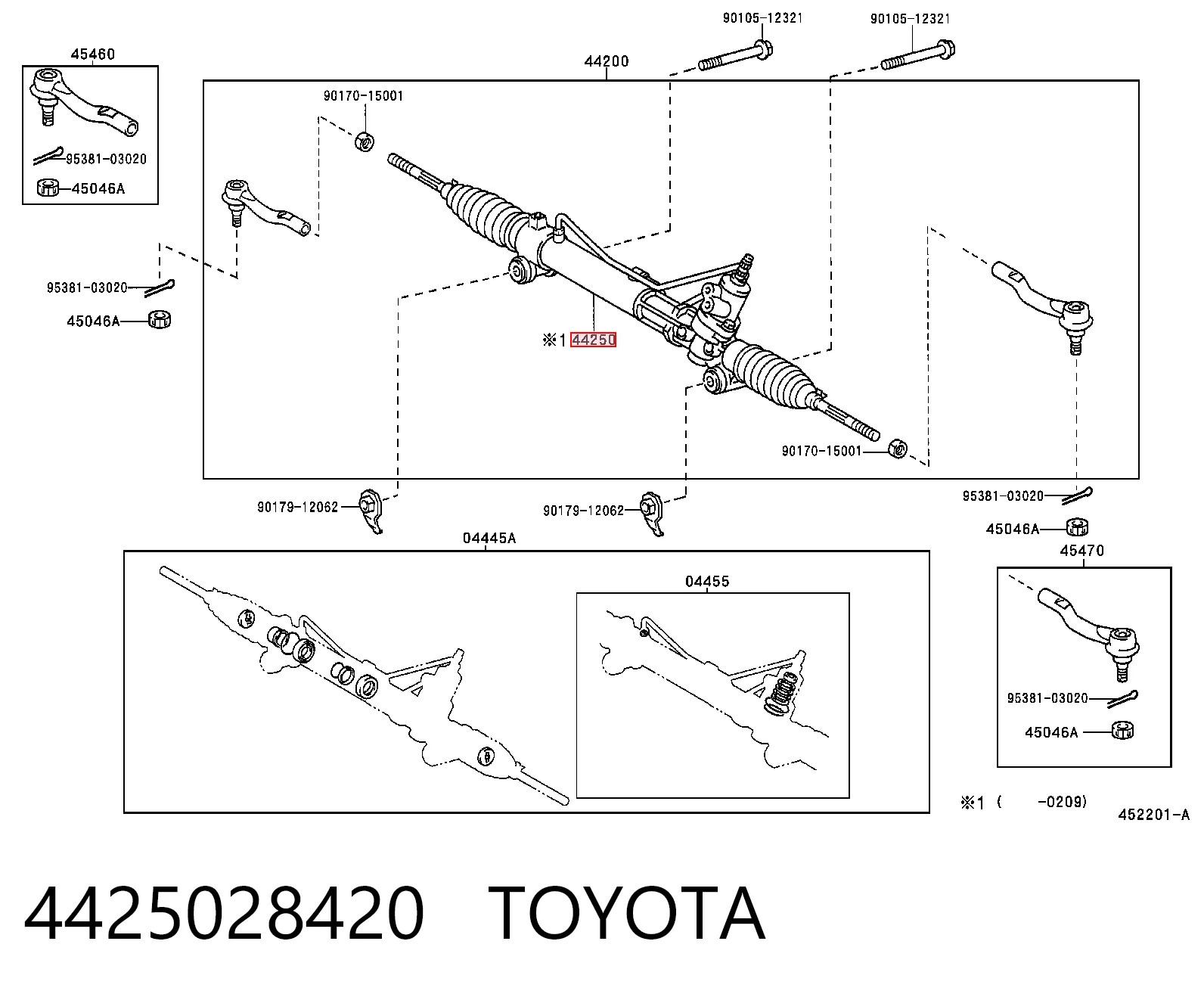 Рейковий рульовий механізм на Toyota Previa  ACR3