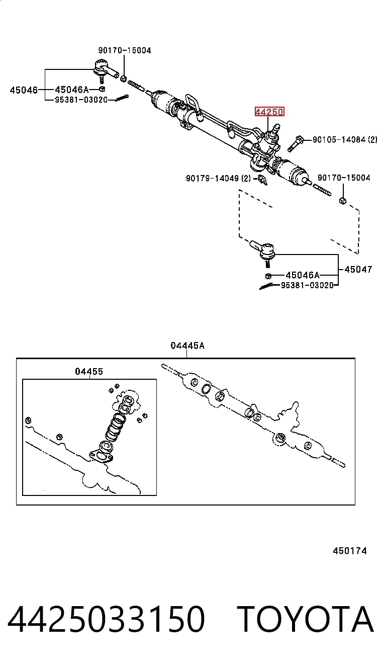 4425033150 Toyota Рейковий рульовий механізм
