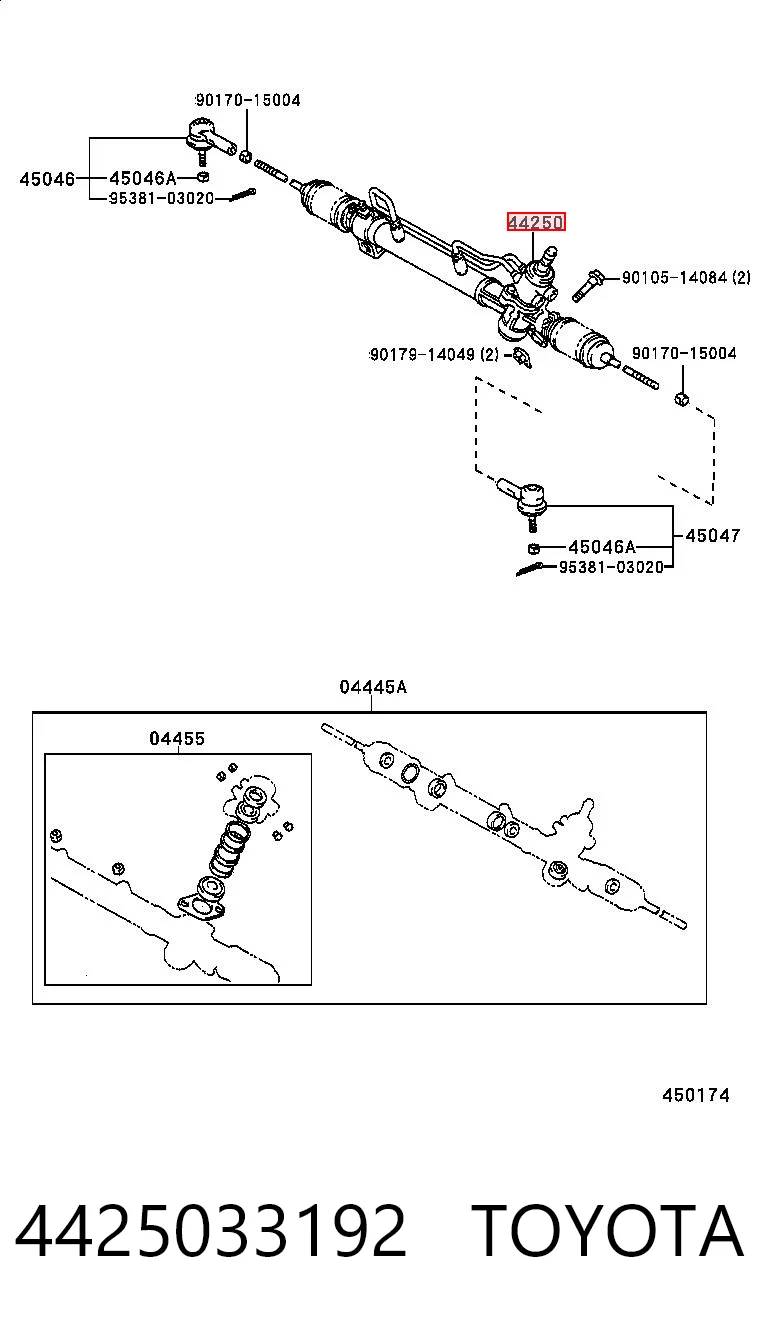 4425033192 Toyota Рейковий рульовий механізм