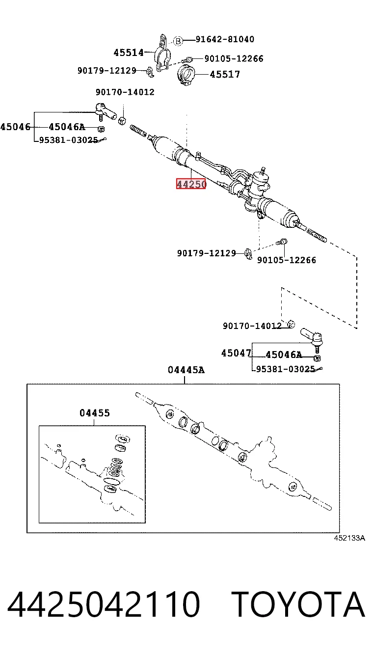 4425042110 Toyota Рейковий рульовий механізм