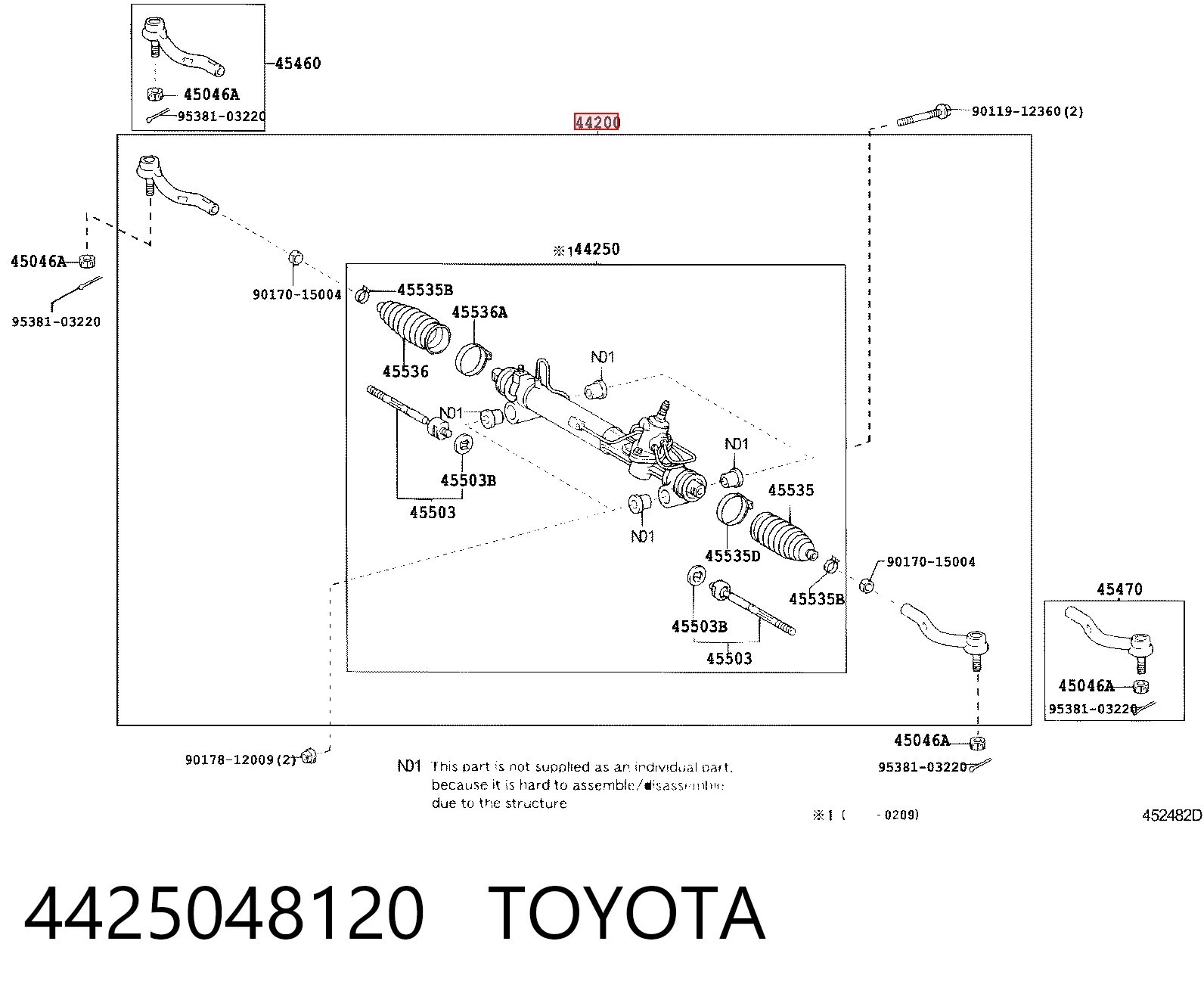 4425048120 Toyota Рейковий рульовий механізм