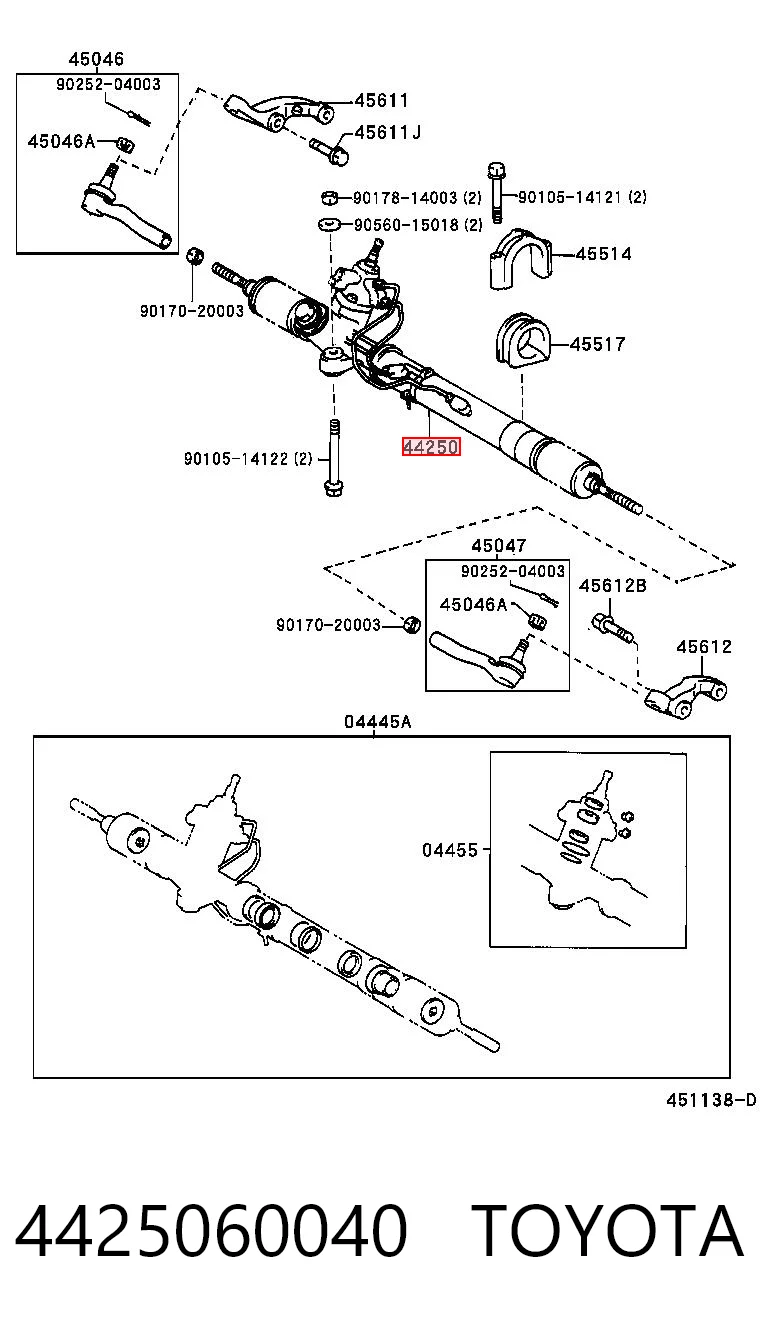 4425060040 Toyota Рейковий рульовий механізм