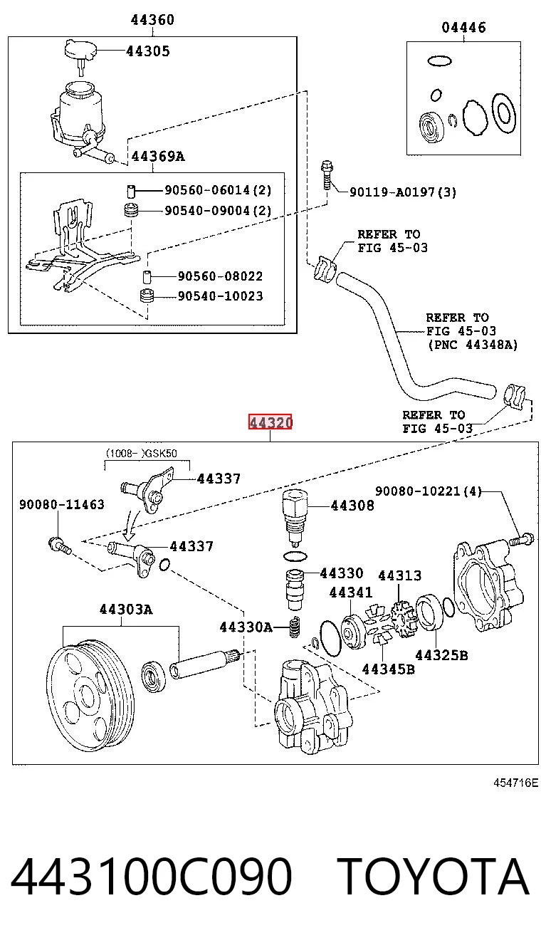 443100C090 Toyota Насос гідропідсилювача