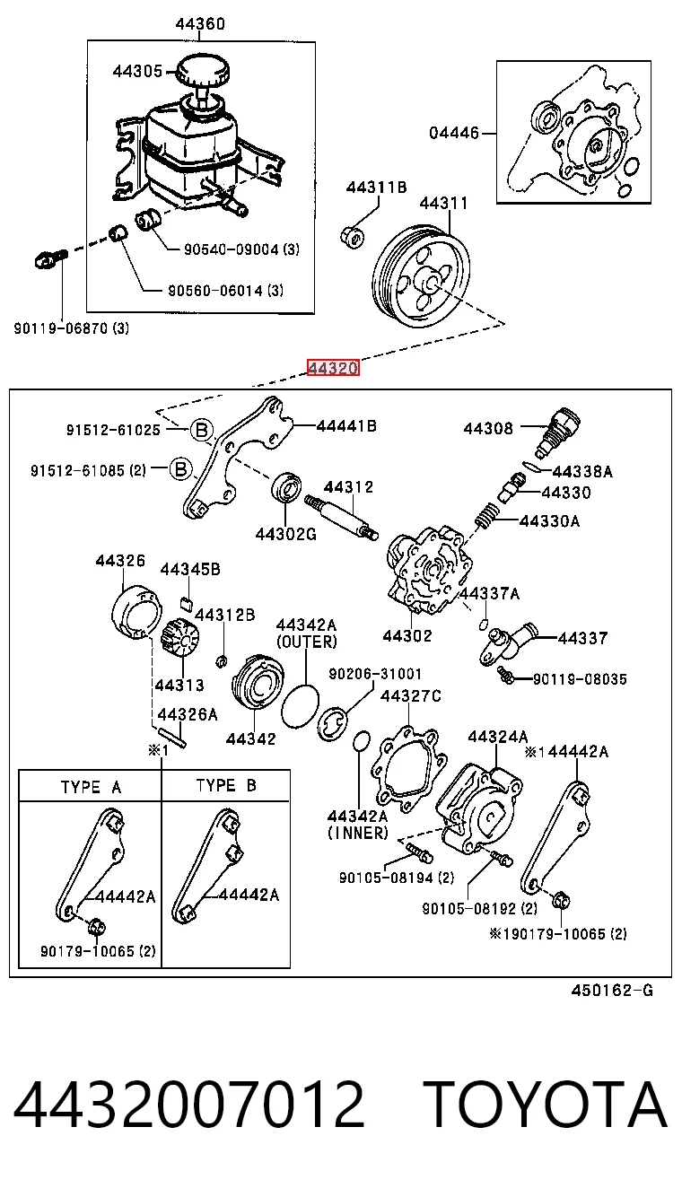 4432007012 Toyota Насос гідропідсилювача