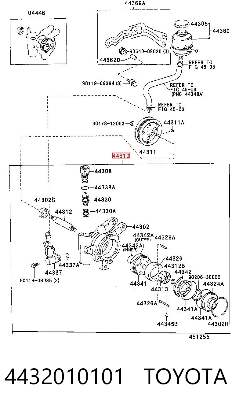 4432010101 Toyota Насос гідропідсилювача