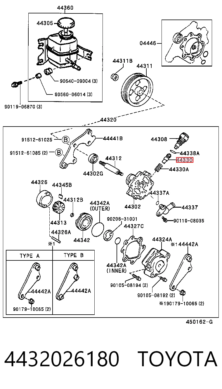 4432026180 Toyota Насос гідропідсилювача