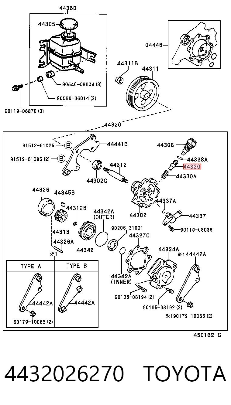 4432026270 Toyota Насос гідропідсилювача