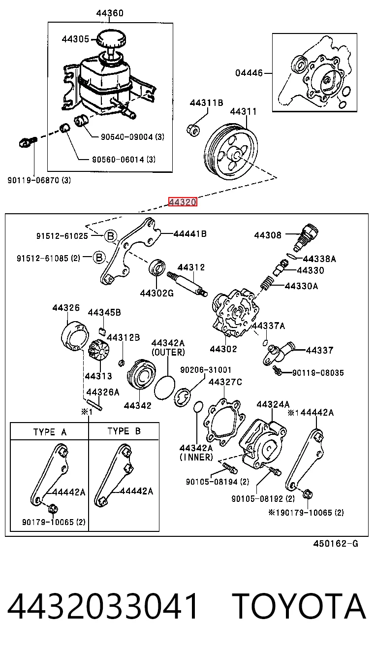 4432033041 Toyota Насос гідропідсилювача