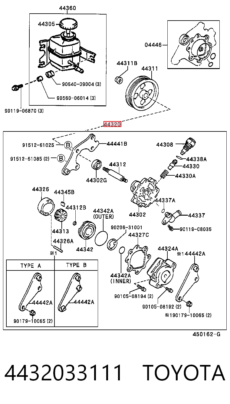 4432033111 Toyota Насос гідропідсилювача