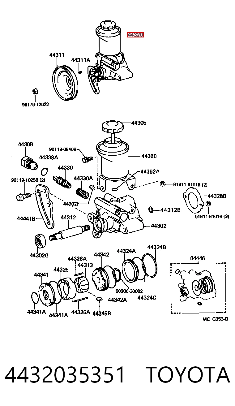4432035351 Toyota Насос гідропідсилювача