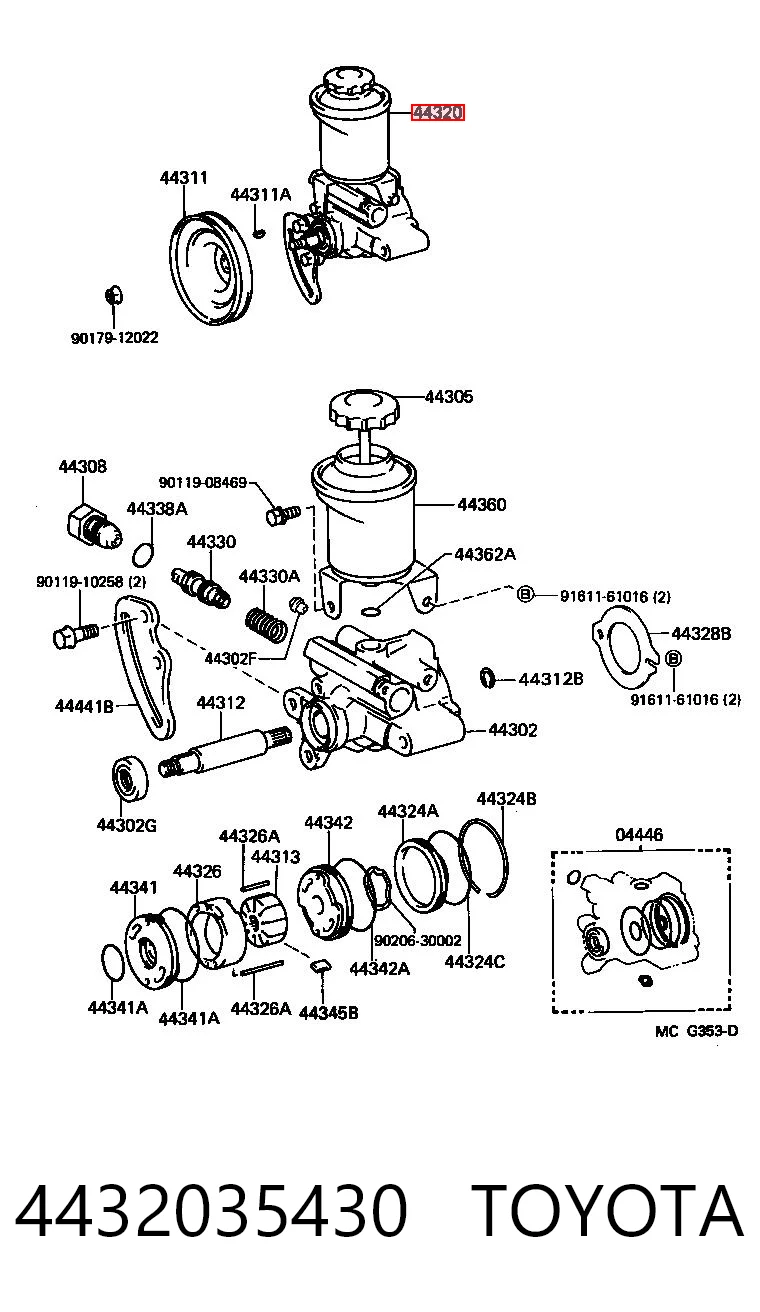 4432035430 Toyota Насос гідропідсилювача