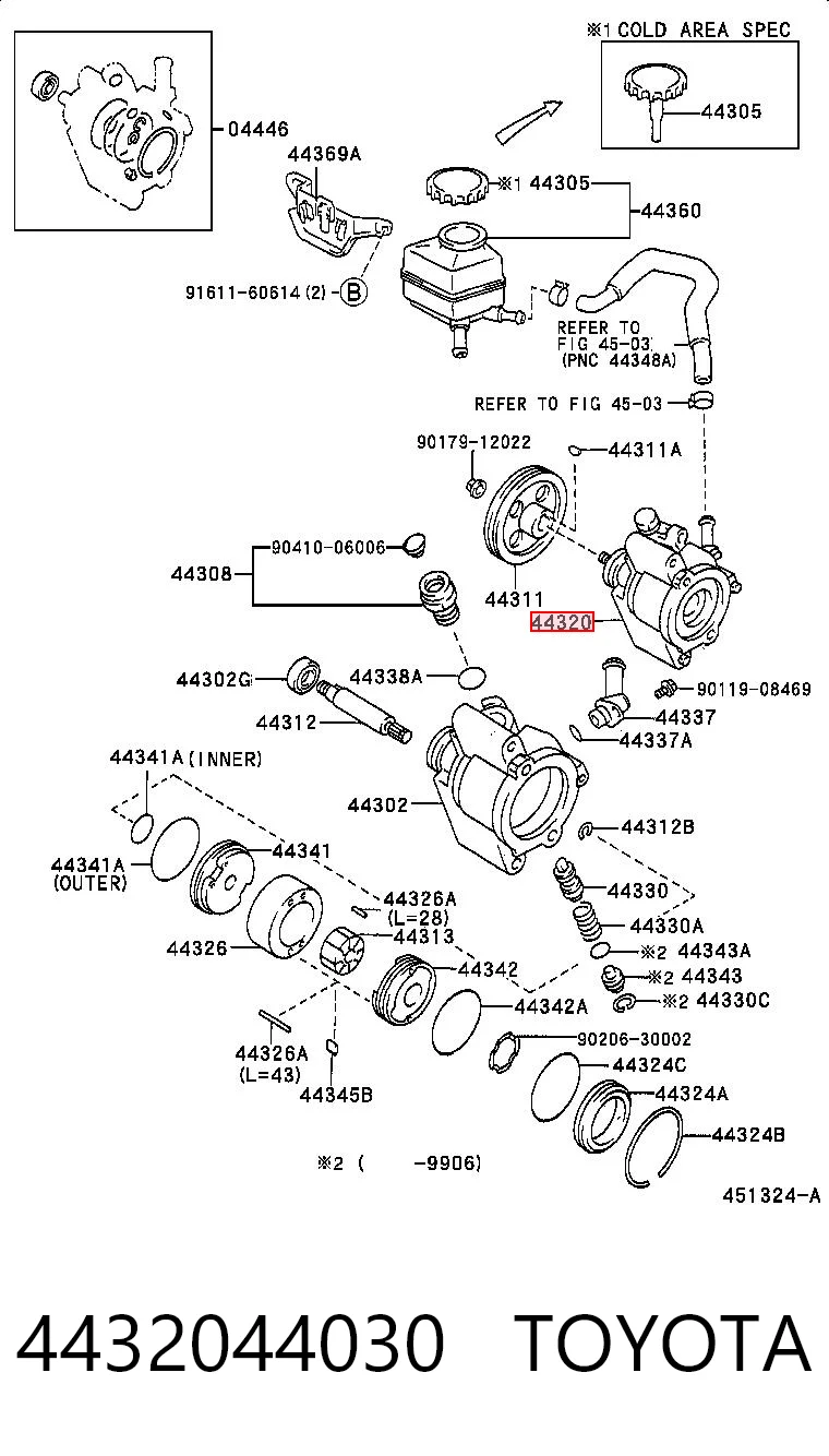 4432044030 Toyota Насос гідропідсилювача