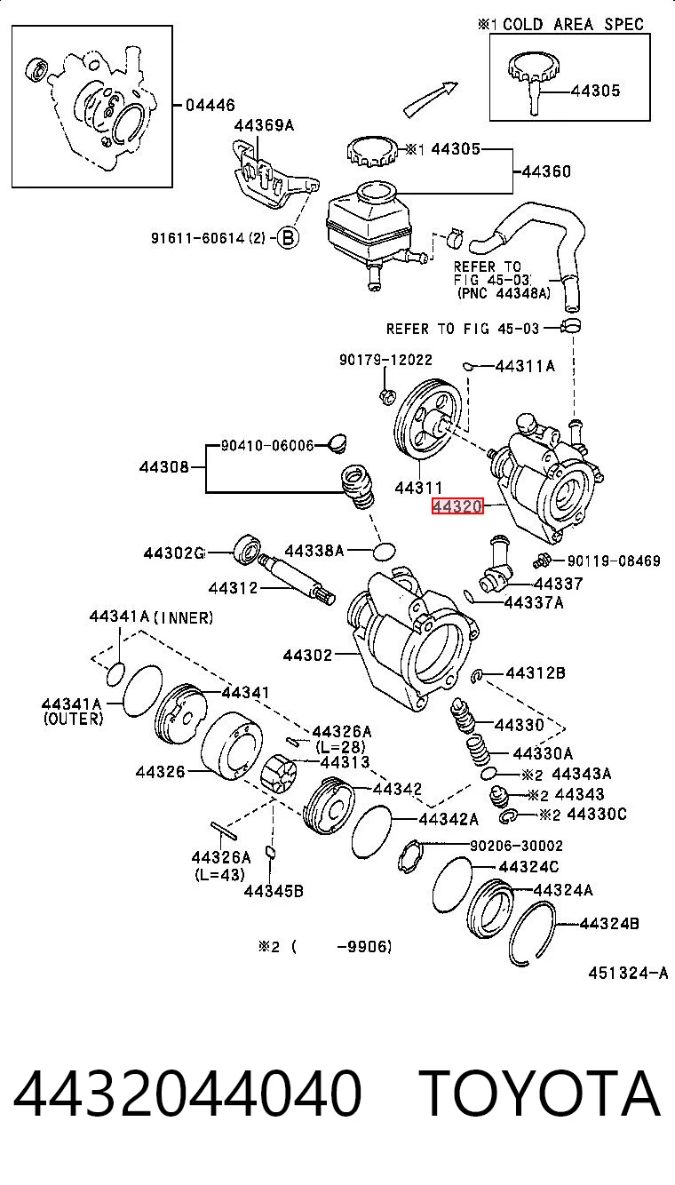 4432044040 Toyota Насос гідропідсилювача