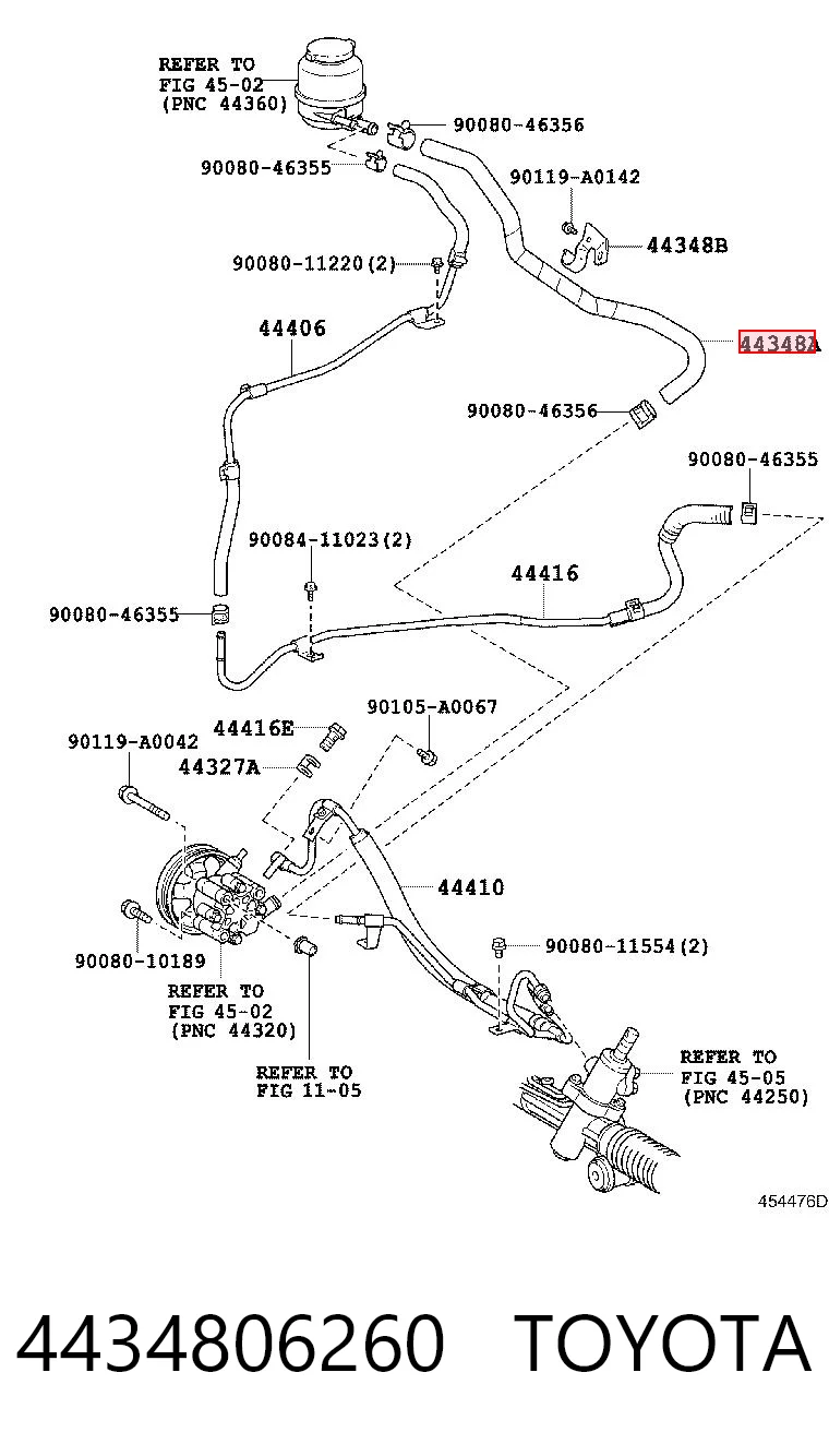4434806260 Toyota Шланг ГПК, низького тиску, від бачка до насоса
