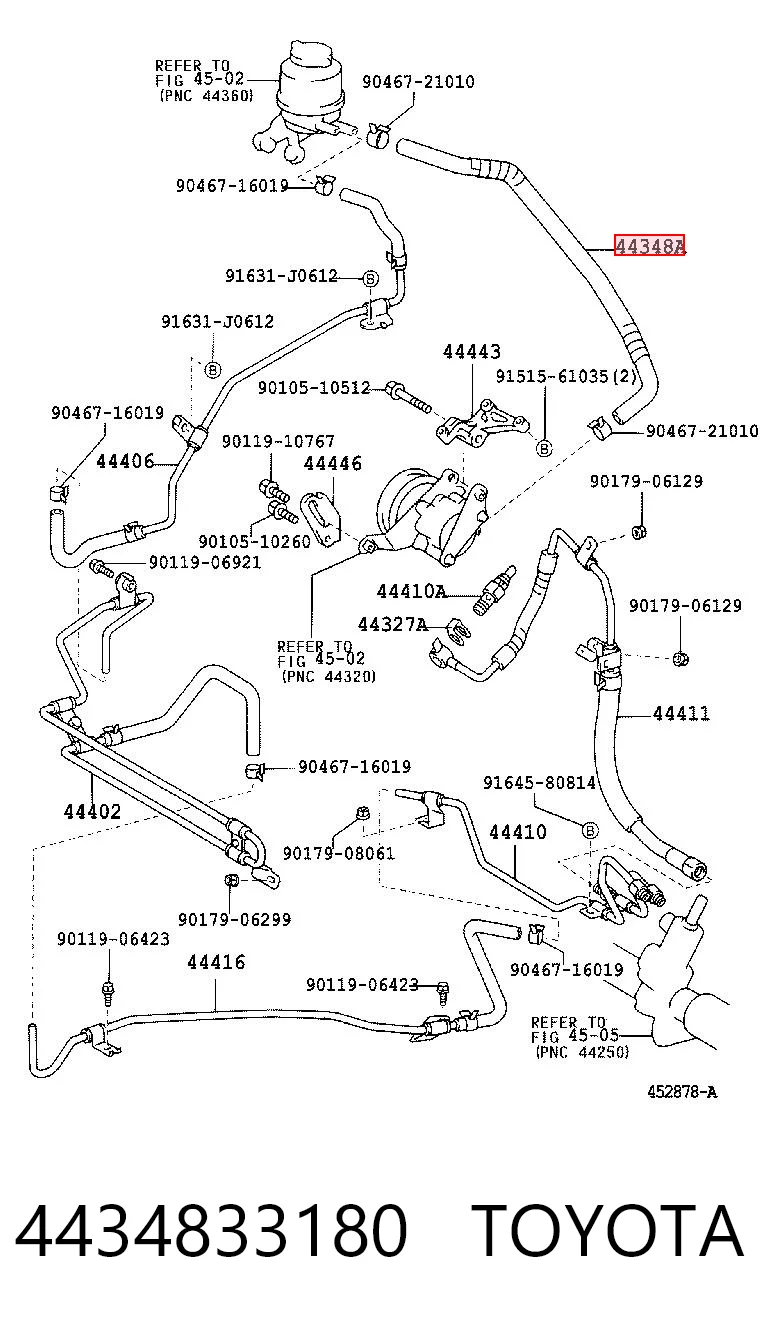 4434833180 Toyota Шланг ГПК, низького тиску, від бачка до насоса