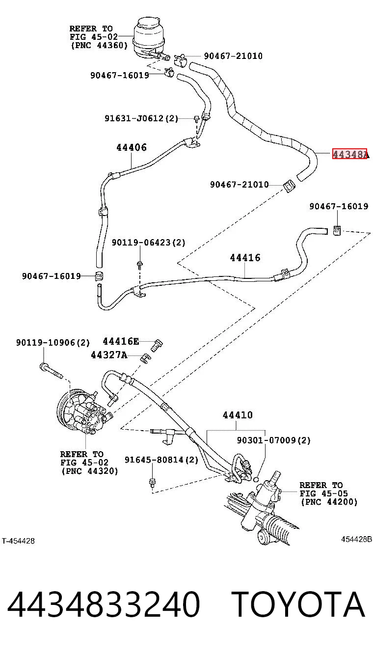 4434833240 Toyota Шланг ГПК, низького тиску, від бачка до насоса