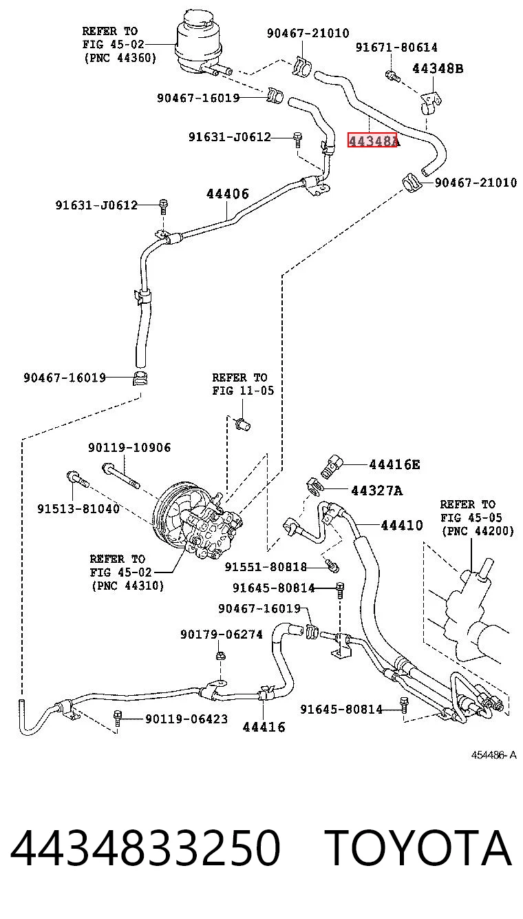 4434833250 Toyota Шланг ГПК, низького тиску, від бачка до насоса