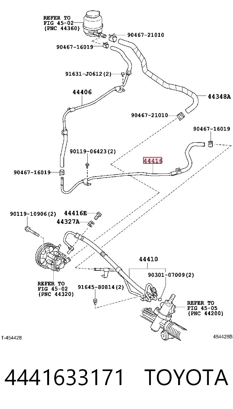 4441633171 Toyota Шланг ГПК, низького тиску, від рейки/механізму до бачка