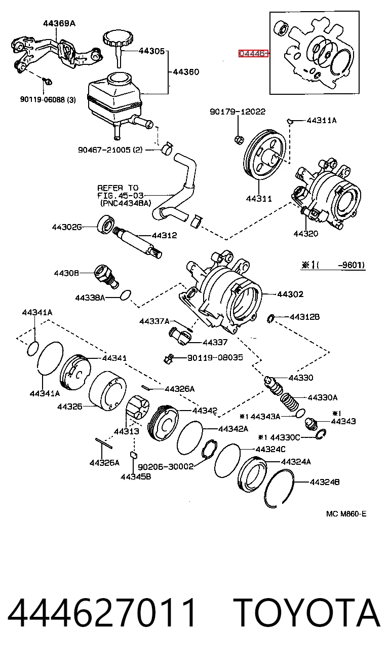 444627011 Toyota Ремкомплект насосу гідропідсилювача керма
