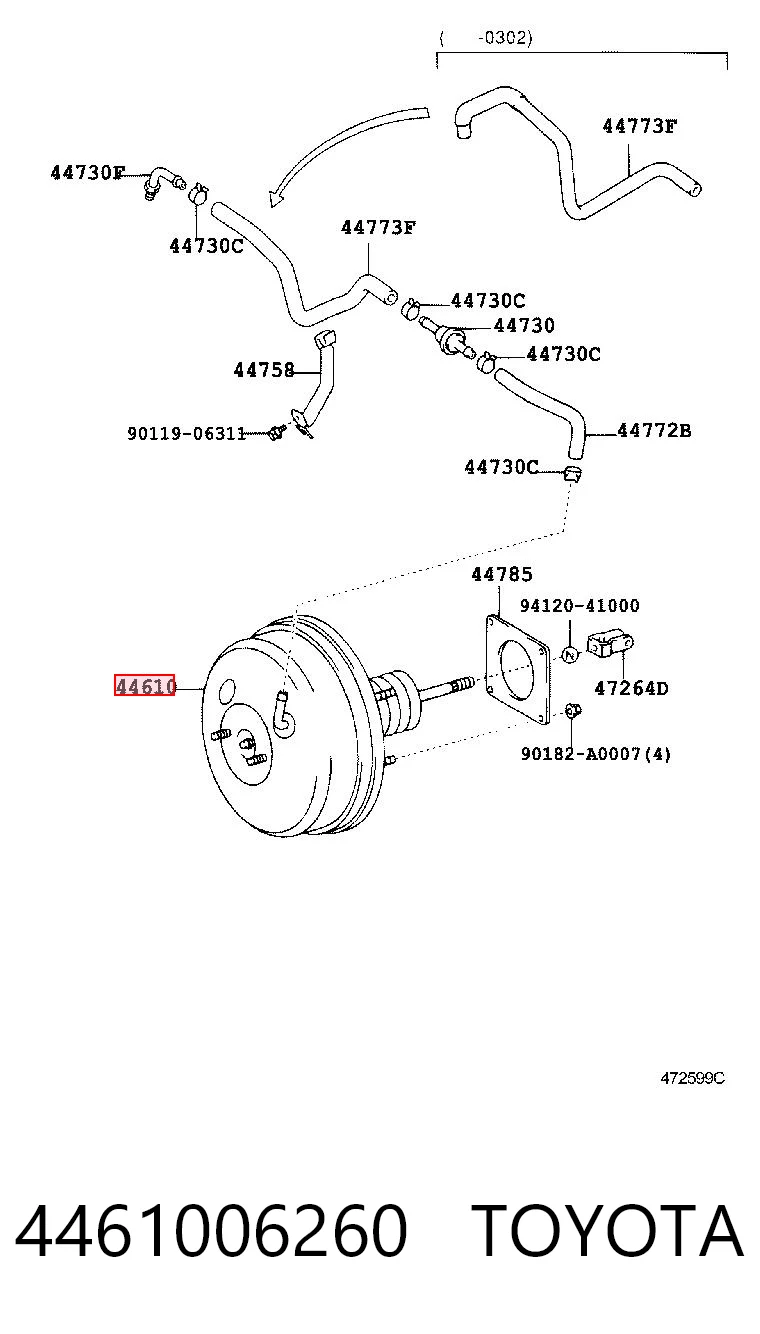 4461006260 Toyota Підсилювач гальм вакуумний