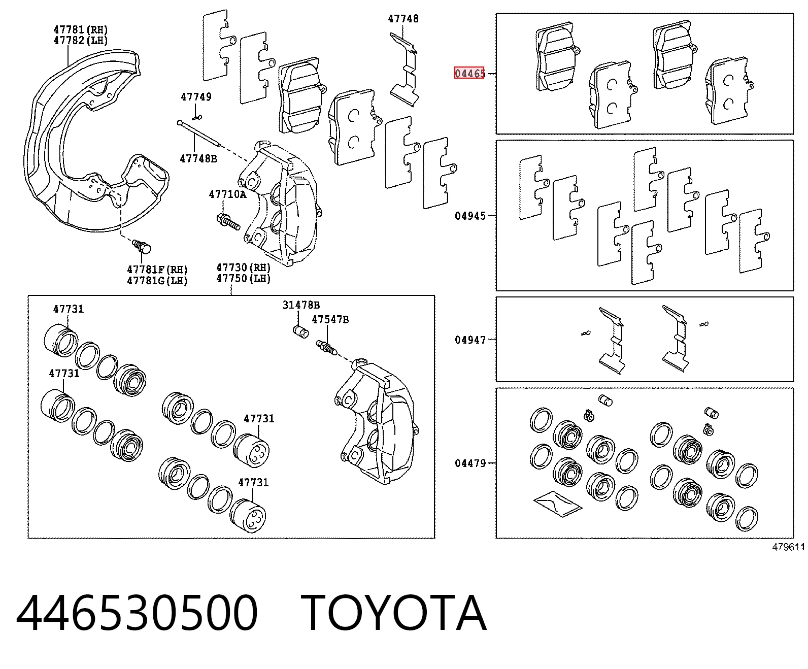 446530500 Toyota Передні гальмівні колодки