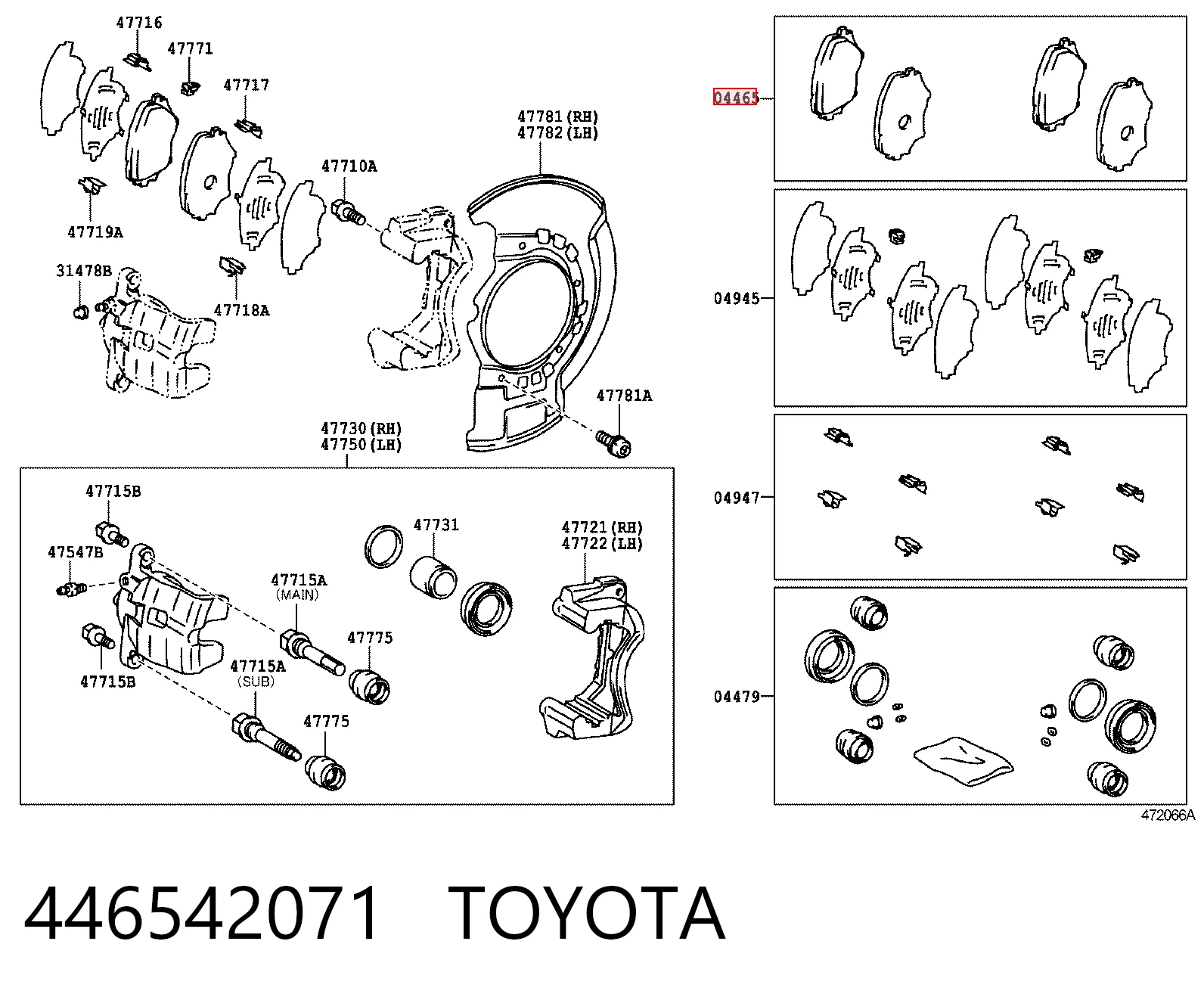 446542071 Toyota Передні гальмівні колодки