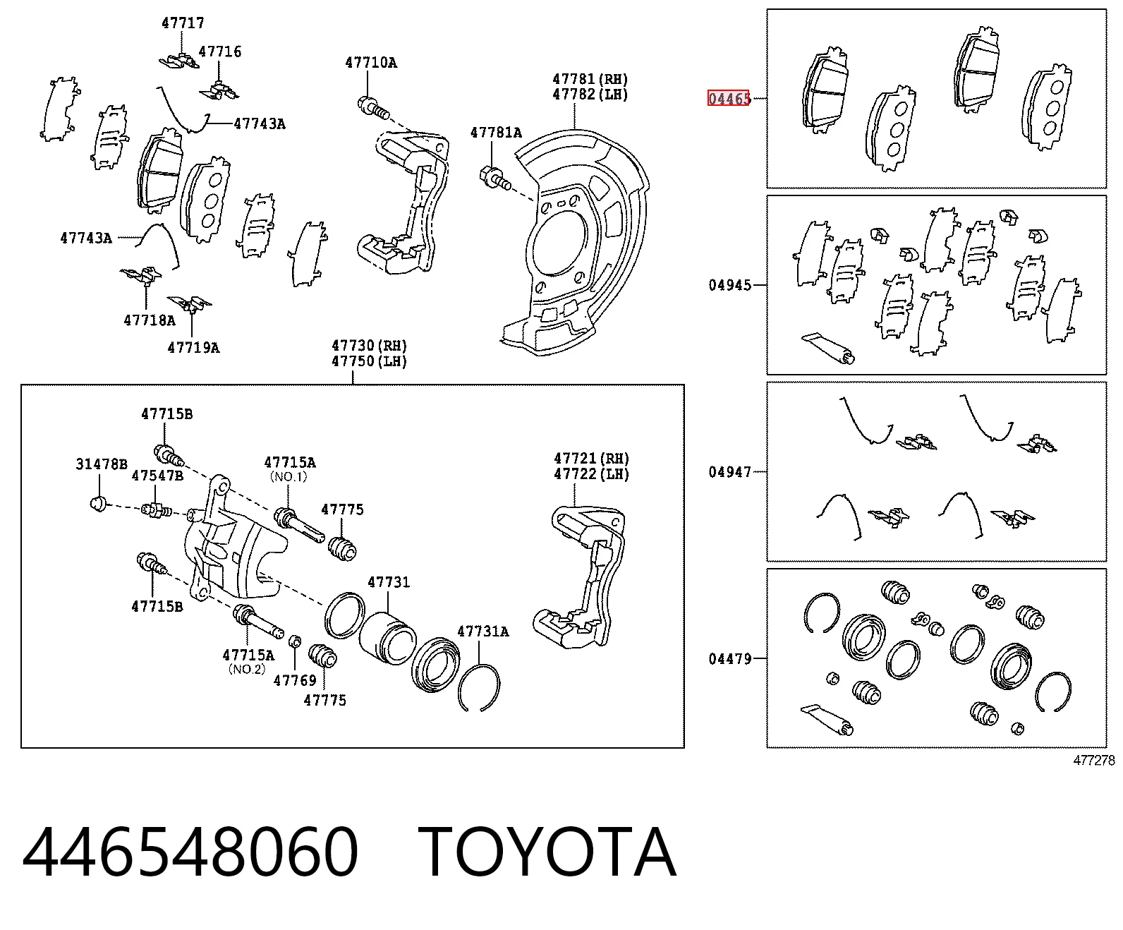 446548060 Toyota Передні гальмівні колодки