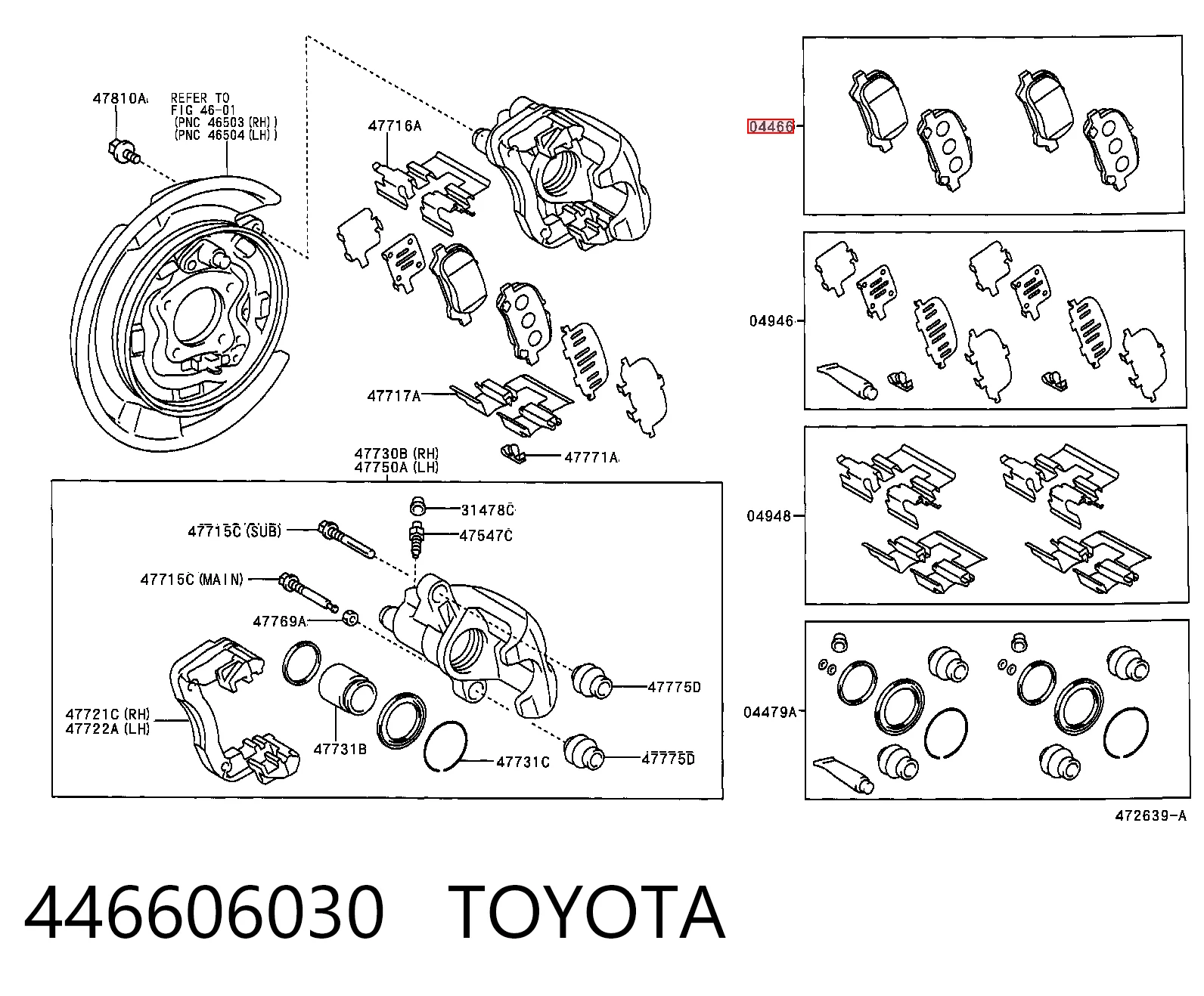 446606030 Toyota Колодки гальмівні задні, дискові