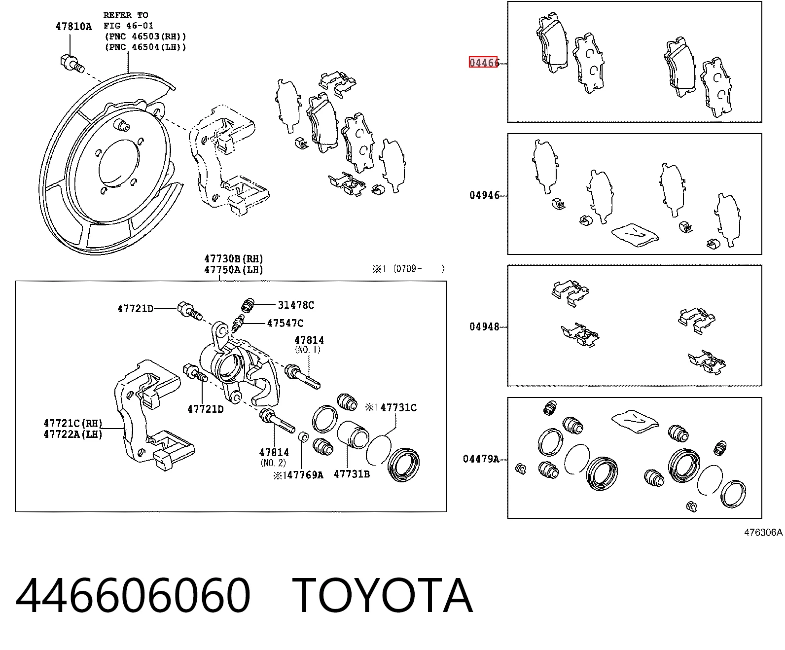 446606060 Toyota Колодки гальмівні задні, дискові