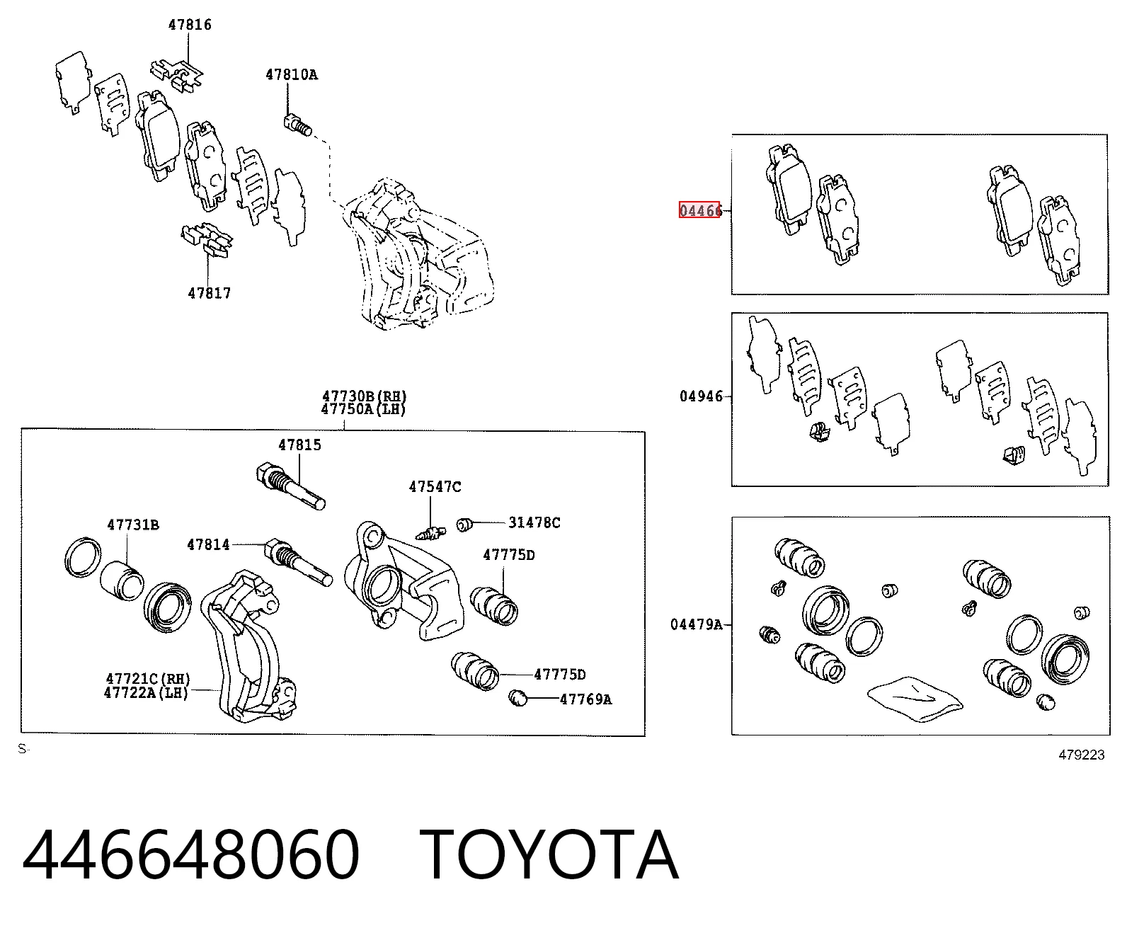 446648060 Toyota Колодки гальмівні задні, дискові