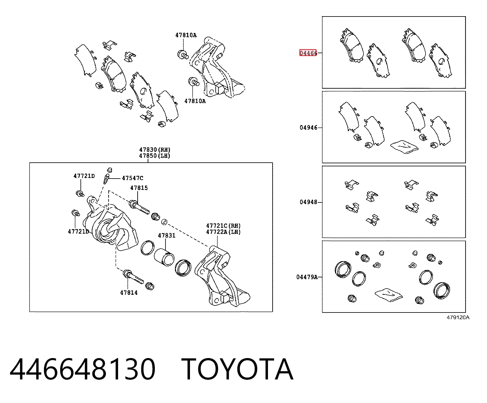 446648130 Toyota Колодки гальмівні задні, дискові