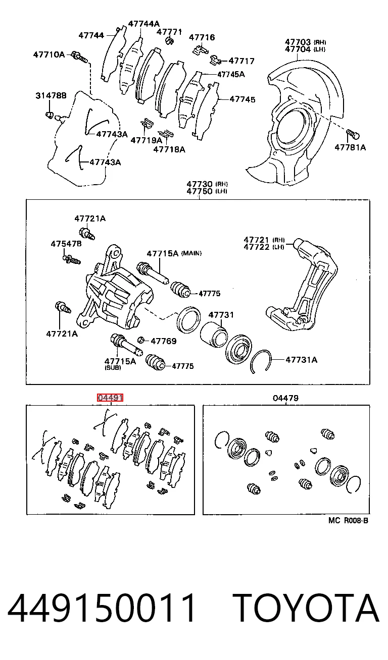449150011 Toyota Передні гальмівні колодки