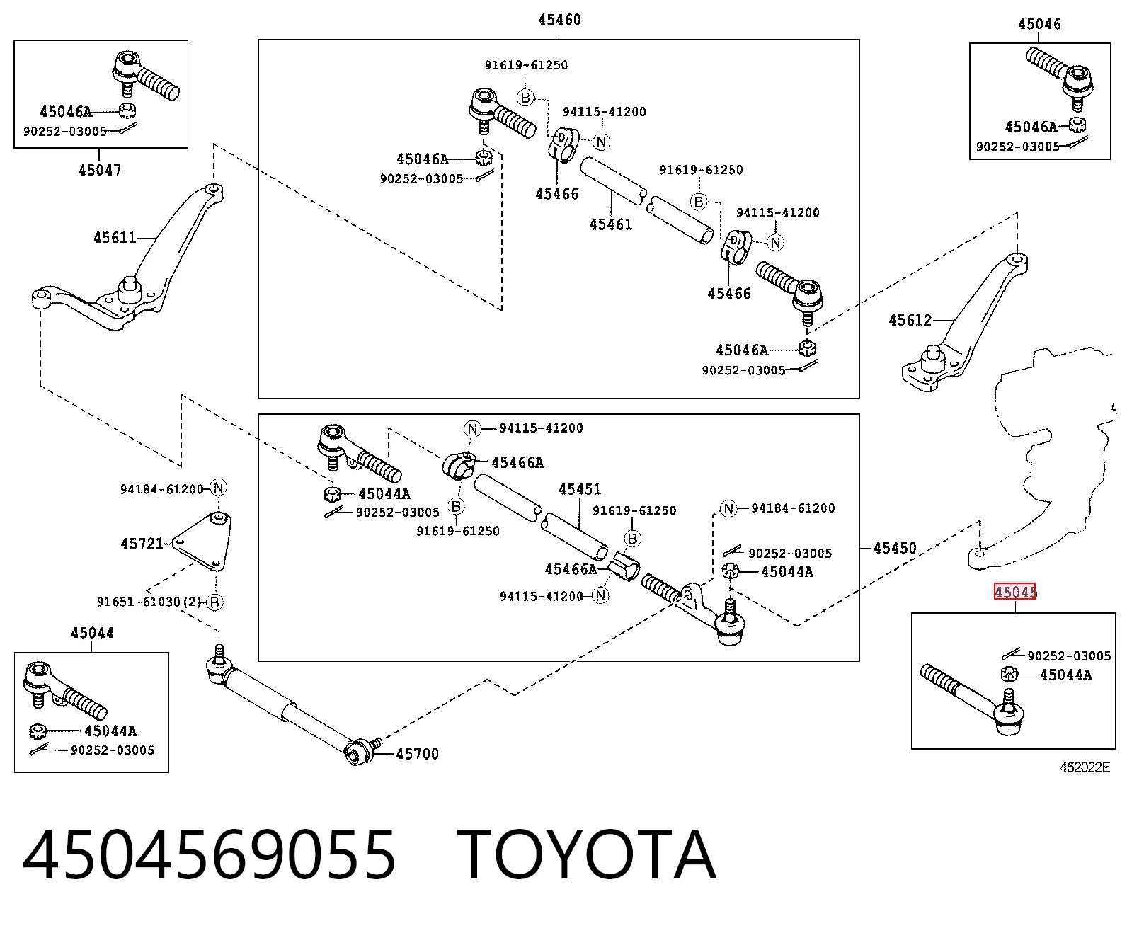 4504569055 Toyota Зовнішній наконечник рульової тяги