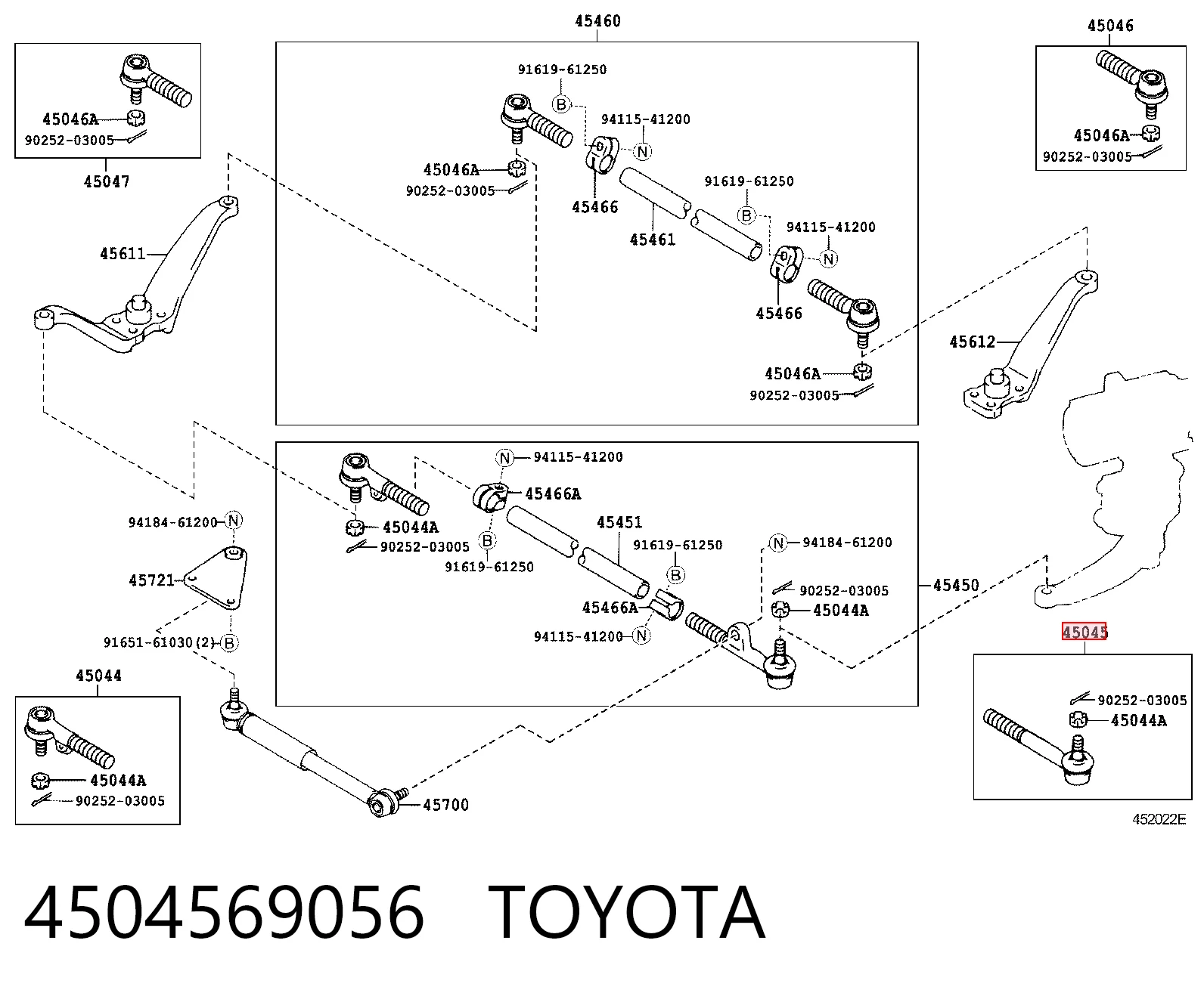 4504569056 Toyota Зовнішній наконечник рульової тяги