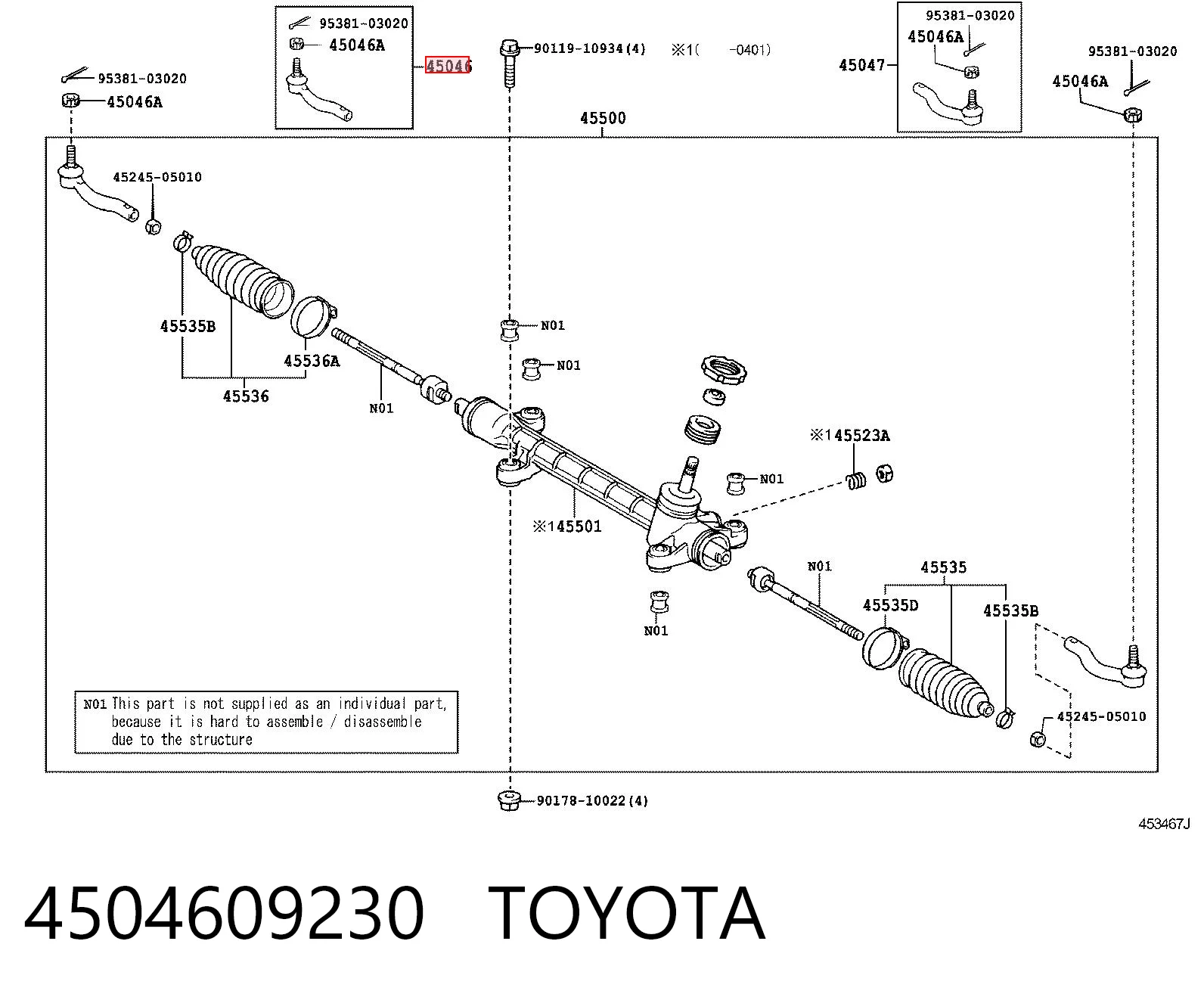 4504609230 Toyota Зовнішній наконечник рульової тяги