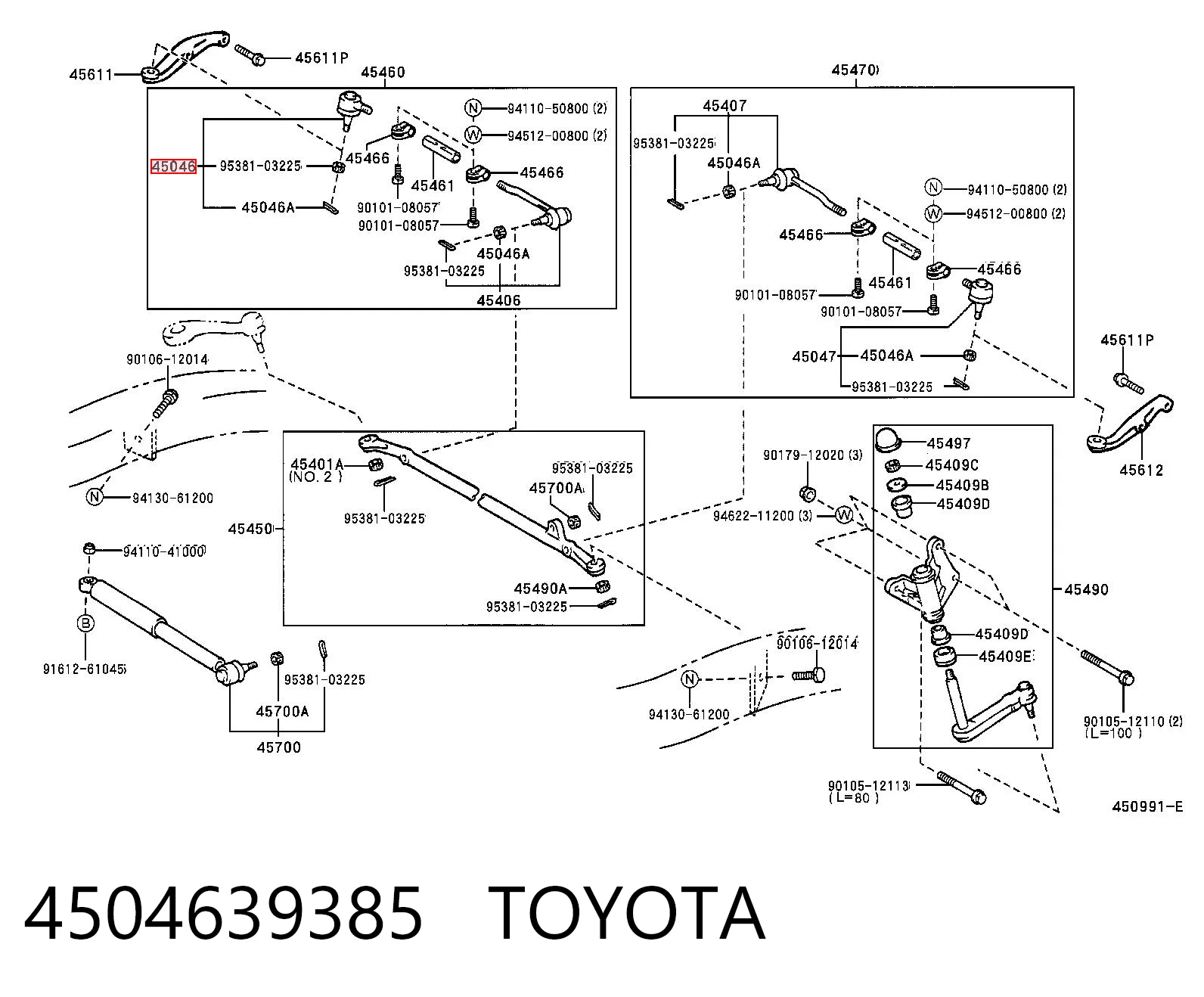 4504639385 Toyota Зовнішній наконечник рульової тяги