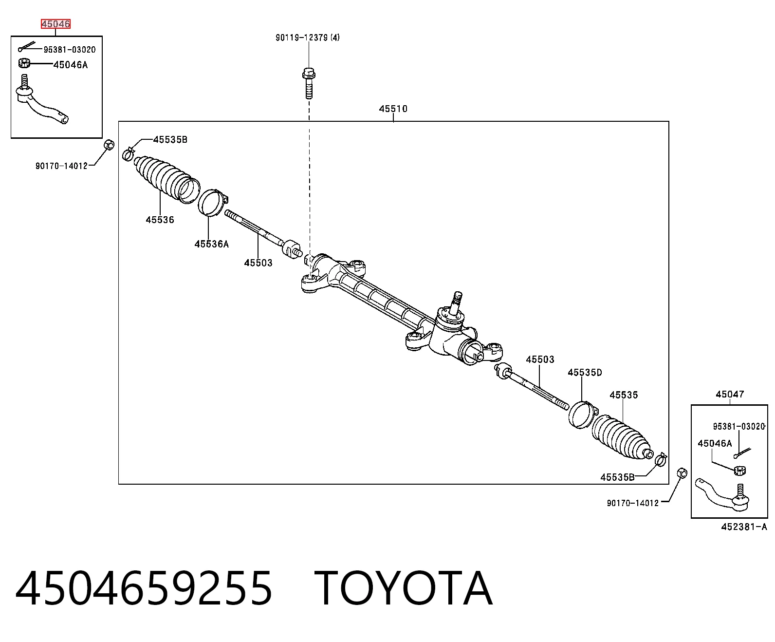 4504659255 Toyota Зовнішній наконечник рульової тяги